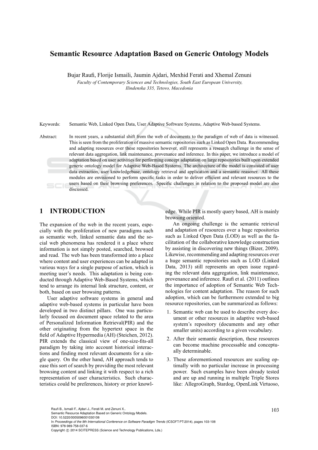 Semantic Resource Adaptation Based on Generic Ontology Models