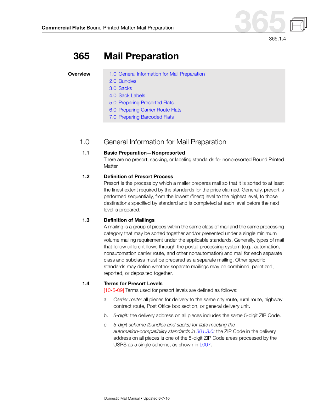 DMM 365 Bound Printed Matter Mail Preparation for Commercial Flats