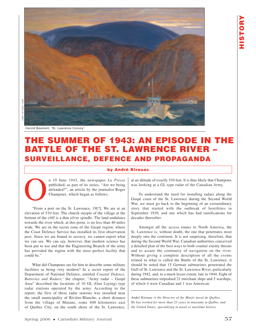 An Episode in the Battle of the St. Lawrence River – Surveillance, Defence and Propaganda