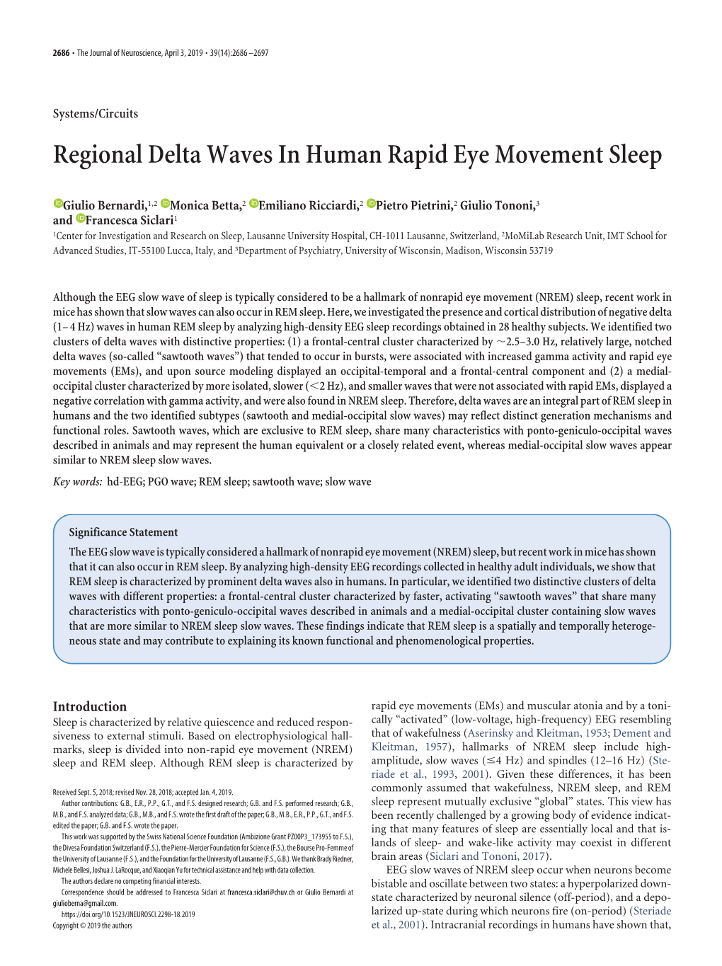 Regional Delta Waves in Human Rapid Eye Movement Sleep