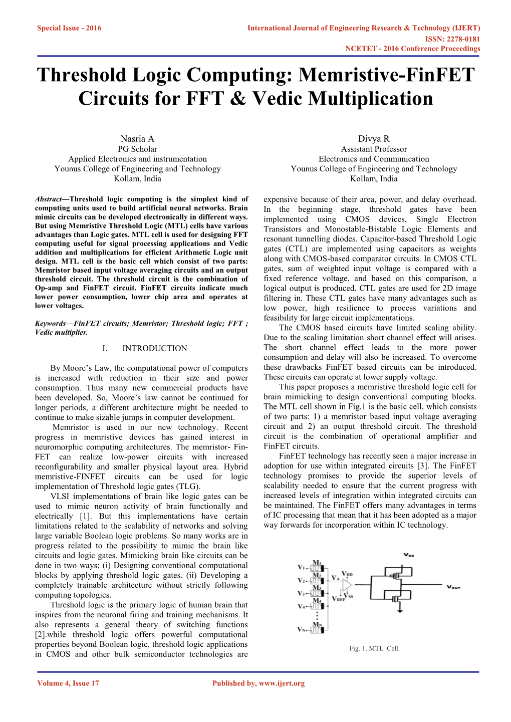 Memristive-Finfet Circuits for FFT & Vedic Multiplication