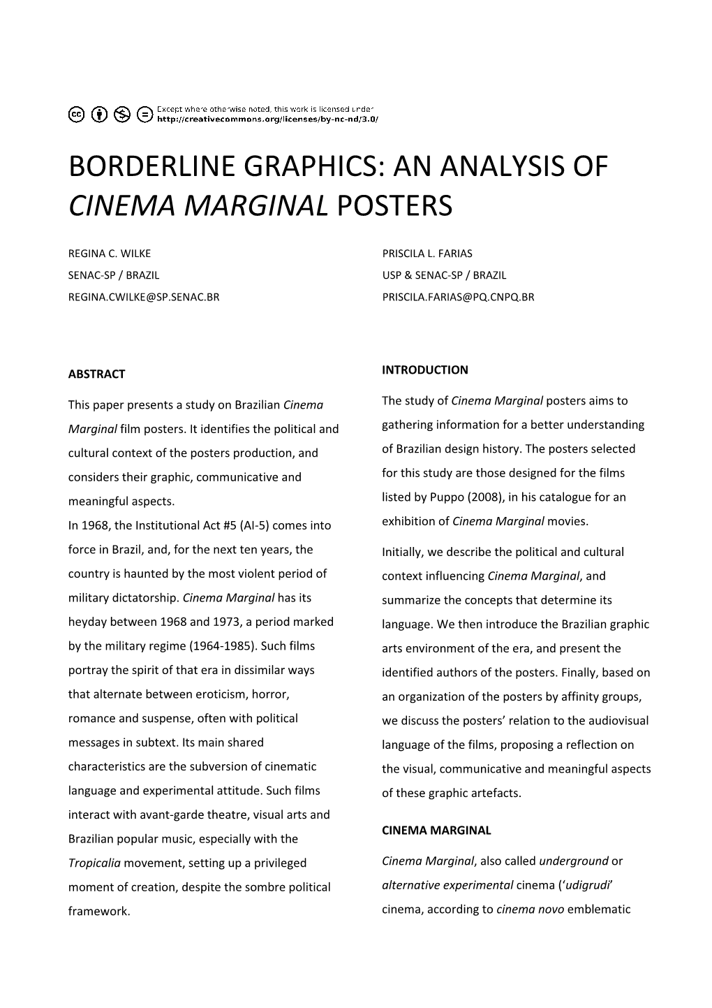 Farias, Priscila L. Et Wilke, Regina C. BORDERLINE GRAPHICS AN