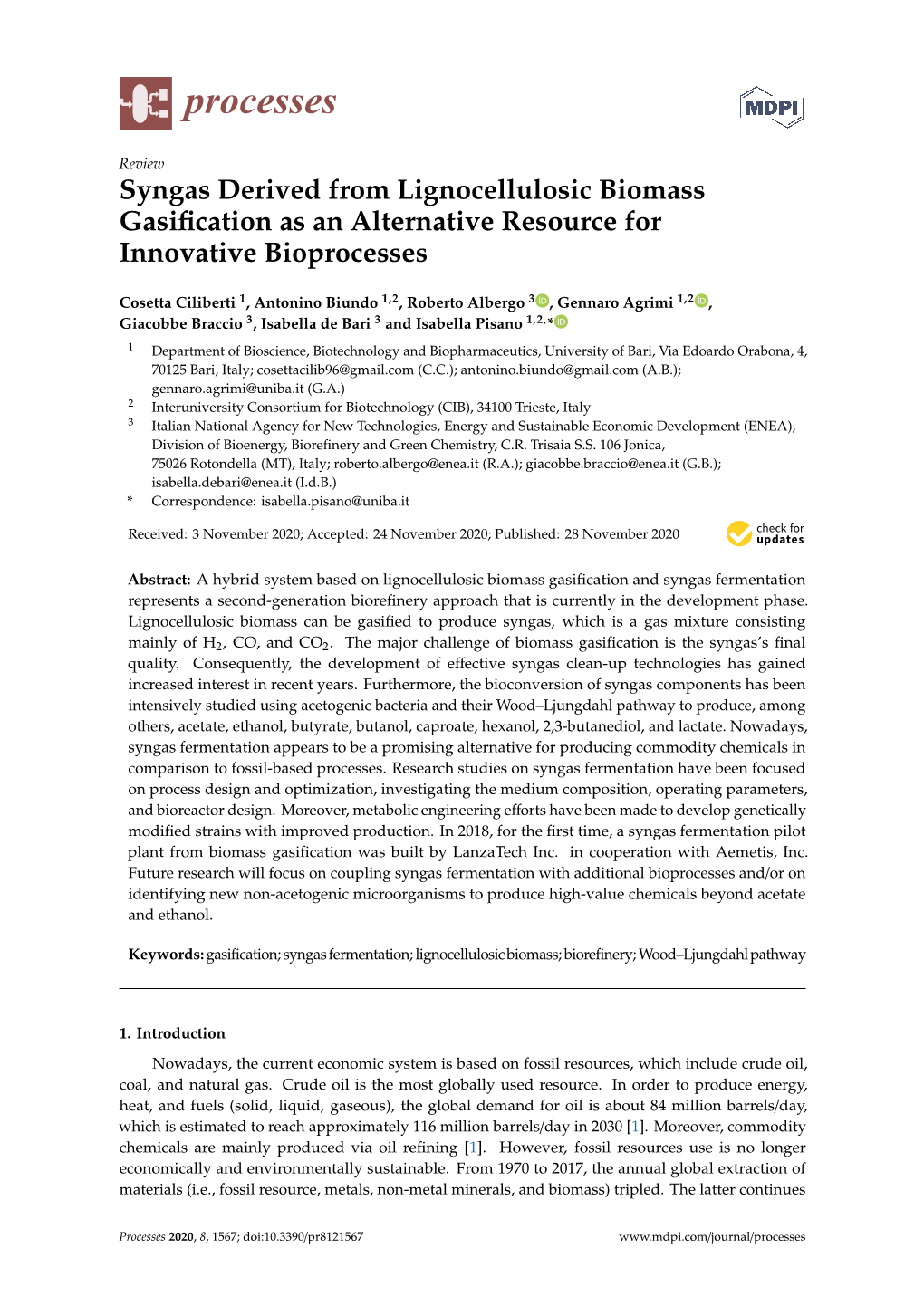 Syngas Derived from Lignocellulosic Biomass Gasification As An