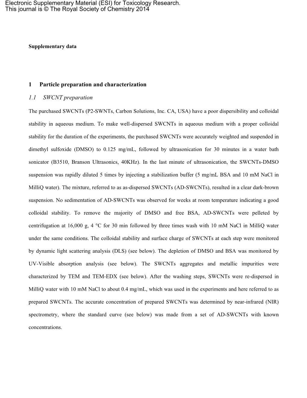 (ESI) for Toxicology Research