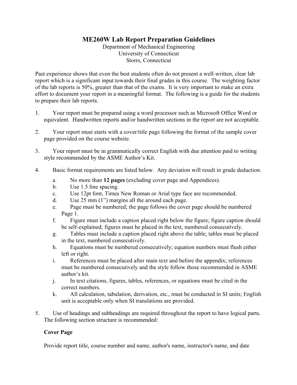 Typical Structure Of A Lab Report