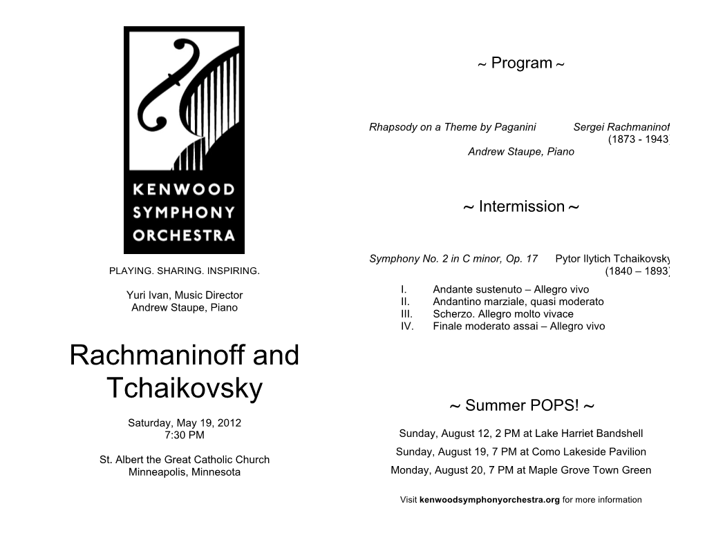 Rachmaninoff and Tchaikovsky