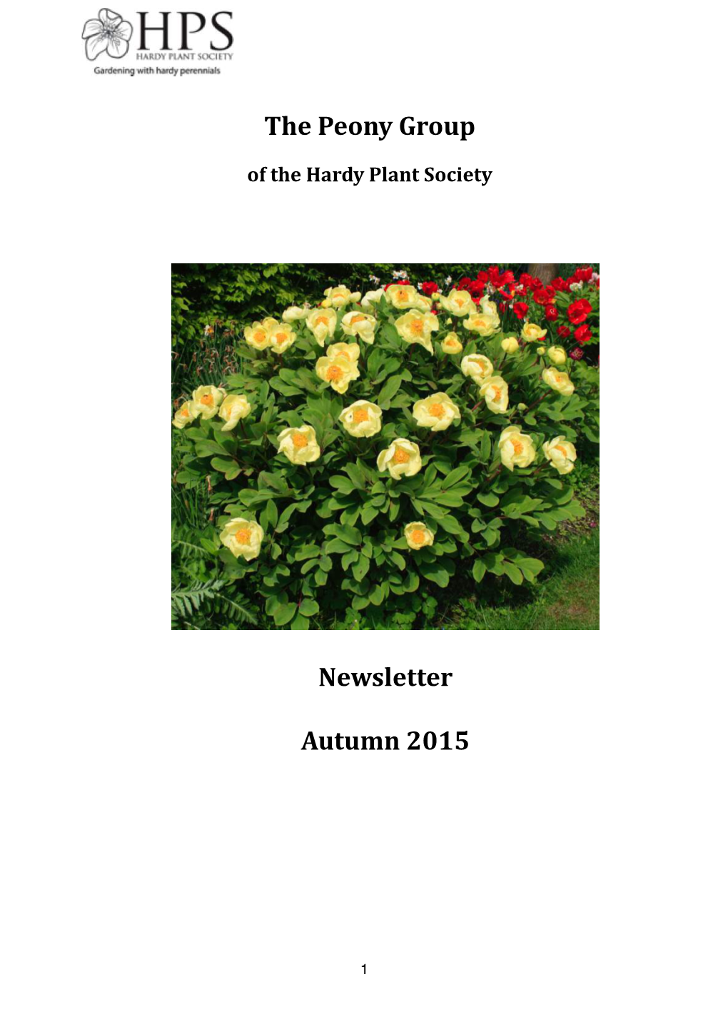 The Peony Group Newsletter Autumn 2015