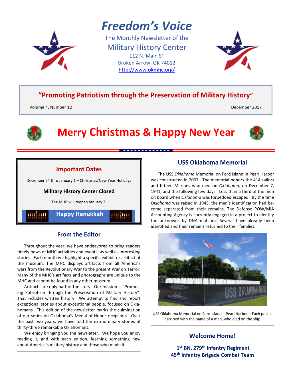 December 2017 Newsletter