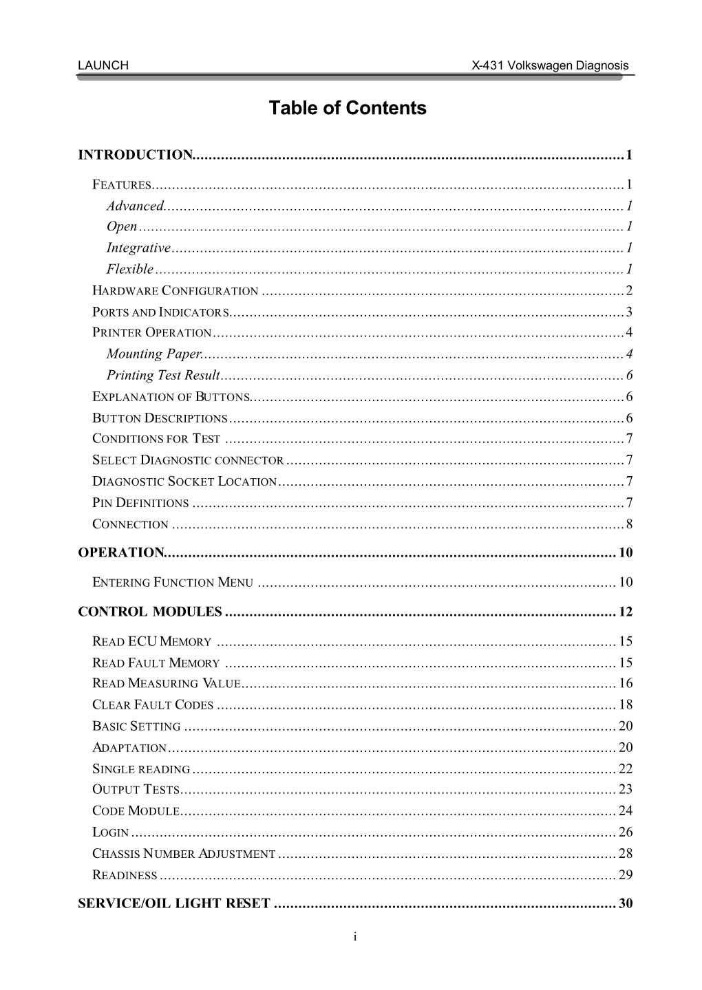 Table of Contents