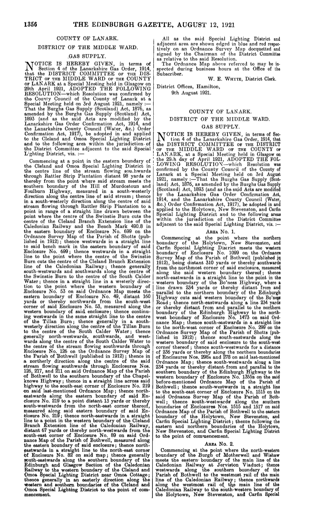 1356 the Edinburgh Gazette, August 12, 1921