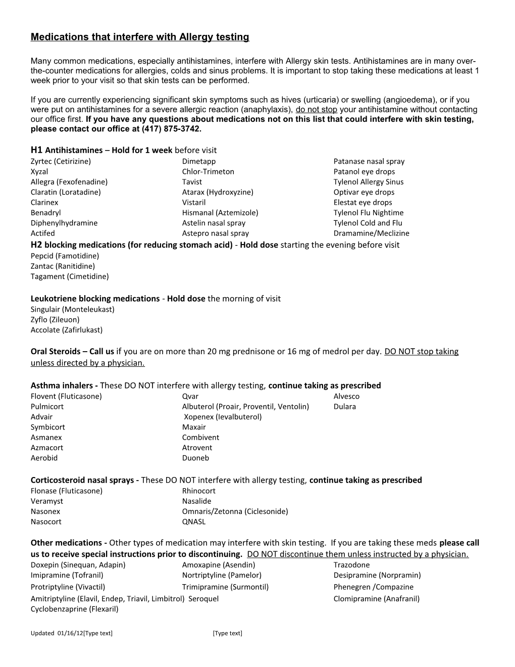 Medications That Interfere with Allergy Testing