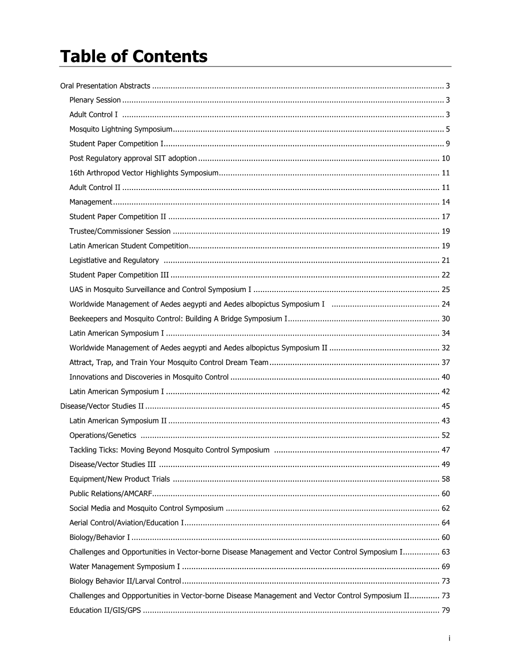 Table of Contents