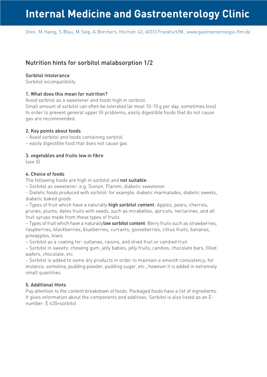 Sorbitol Malabsorption 1/2