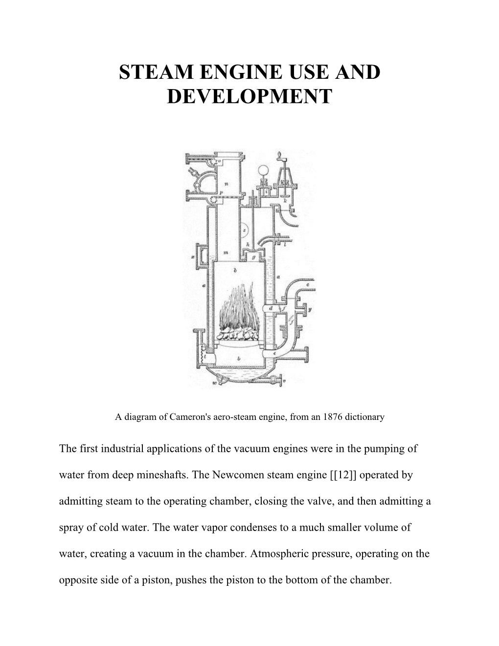 Steam Engine Use and Development