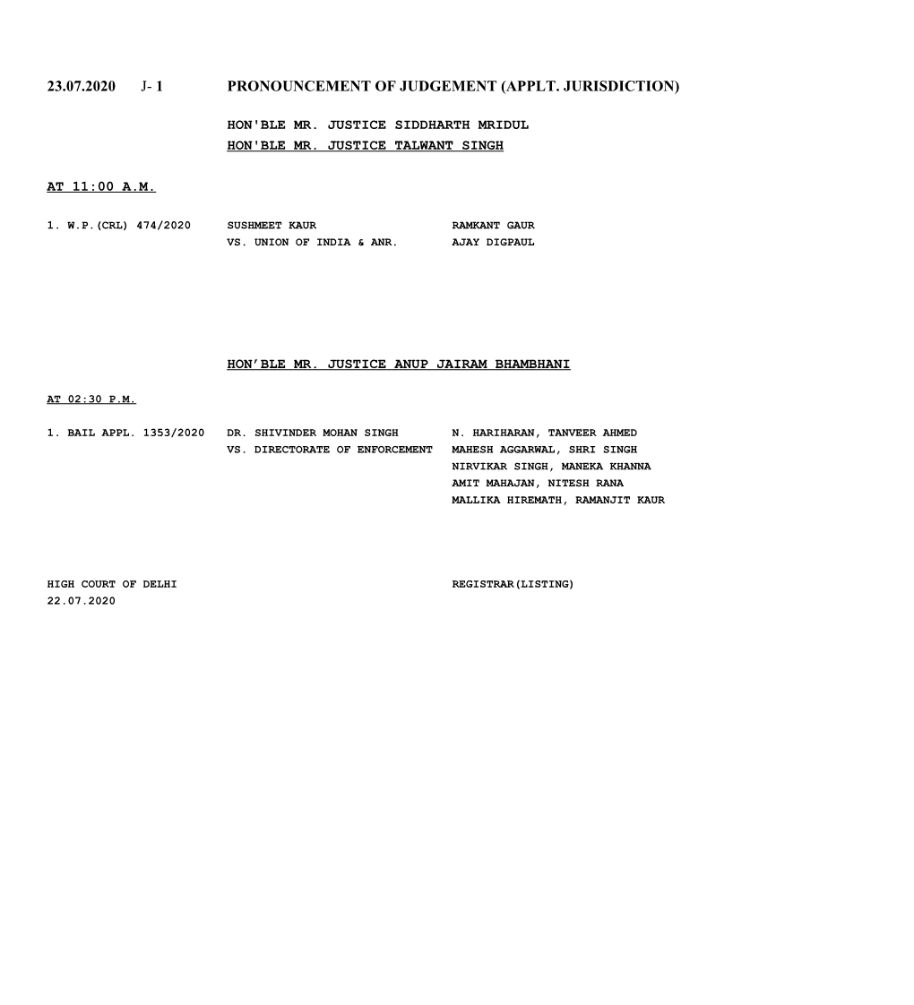 23.07.2020 J- 1 Pronouncement of Judgement (Applt