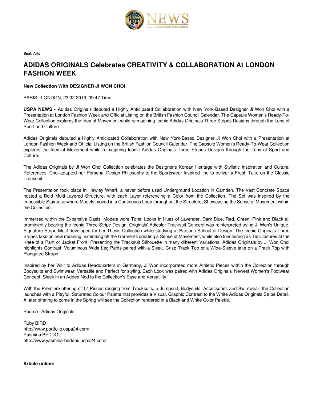 ADIDAS ORIGINALS Celebrates CREATIVITY & COLLABORATION at LONDON FASHION WEEK