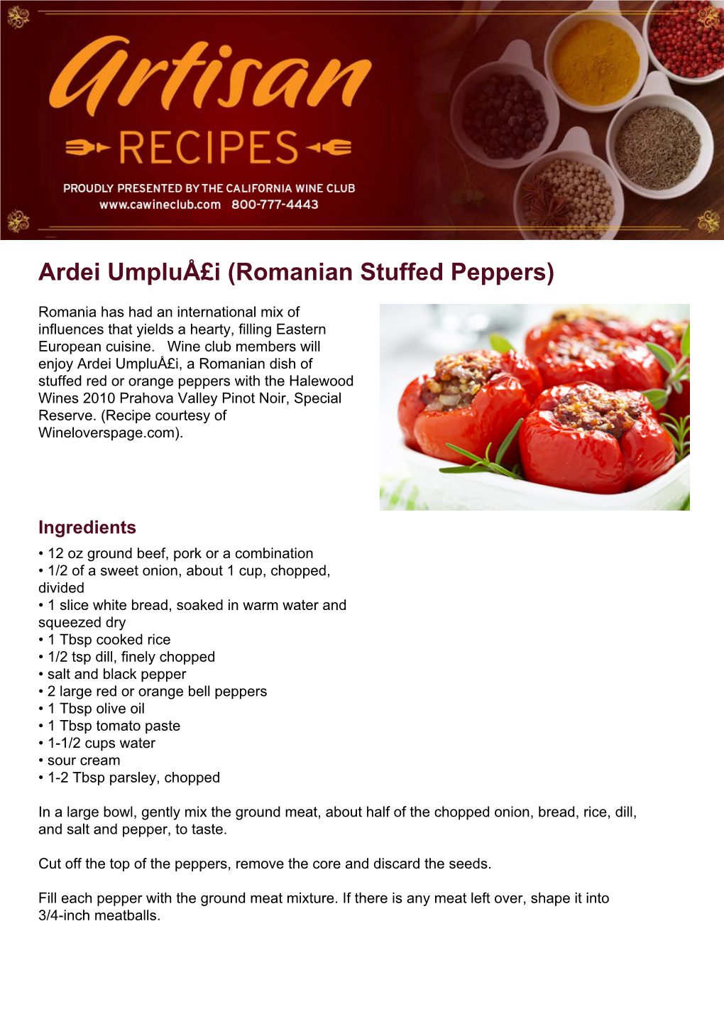 Ardei Umpluå£I (Romanian Stuffed Peppers)