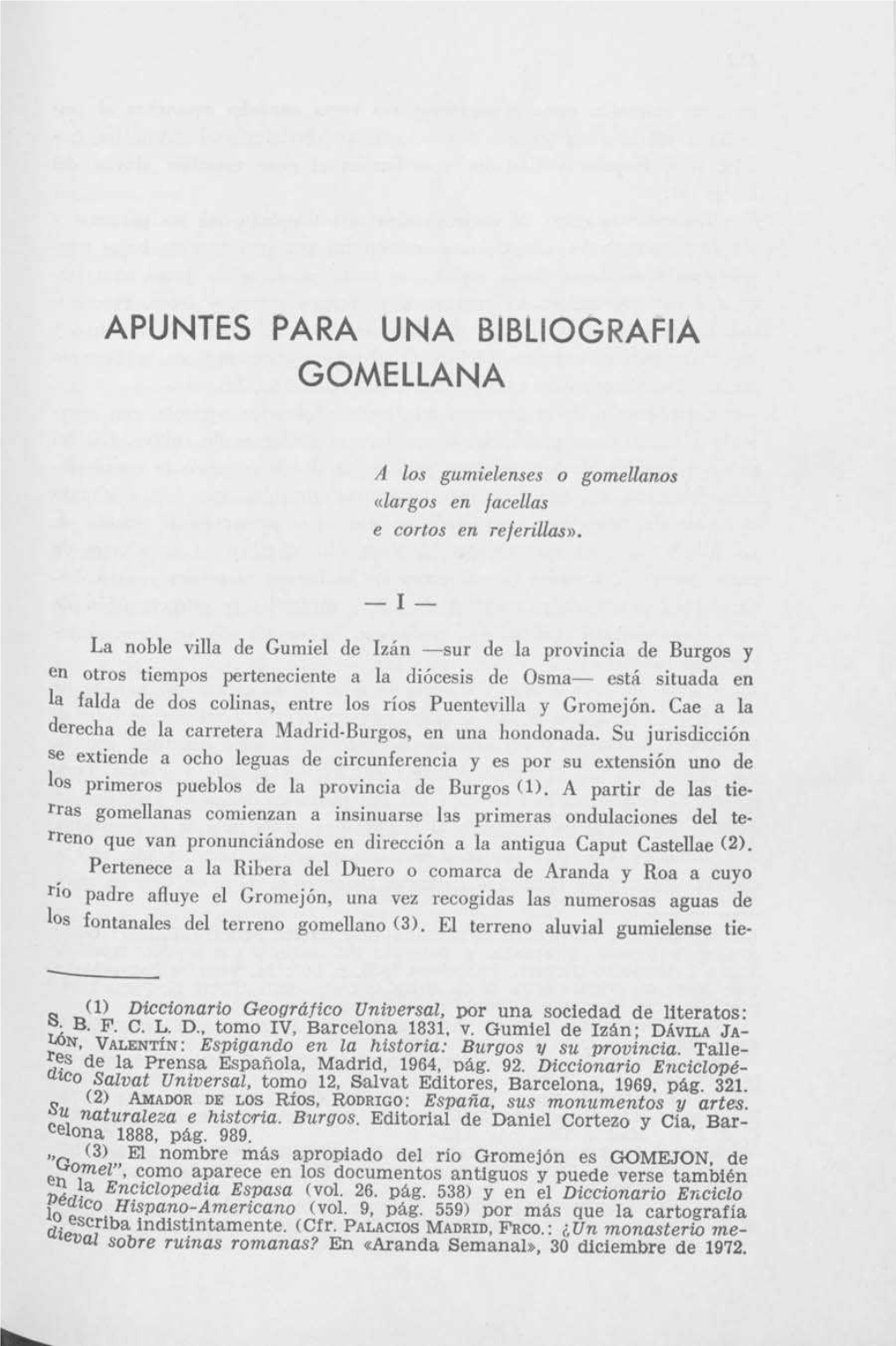 Apuntes Para Una Bibliografia Gomellana