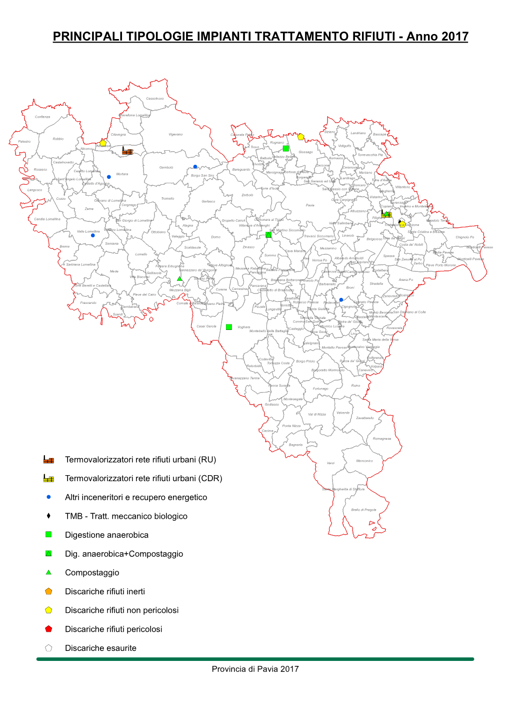 PRINCIPALI TIPOLOGIE IMPIANTI TRATTAMENTO RIFIUTI - Anno 2017