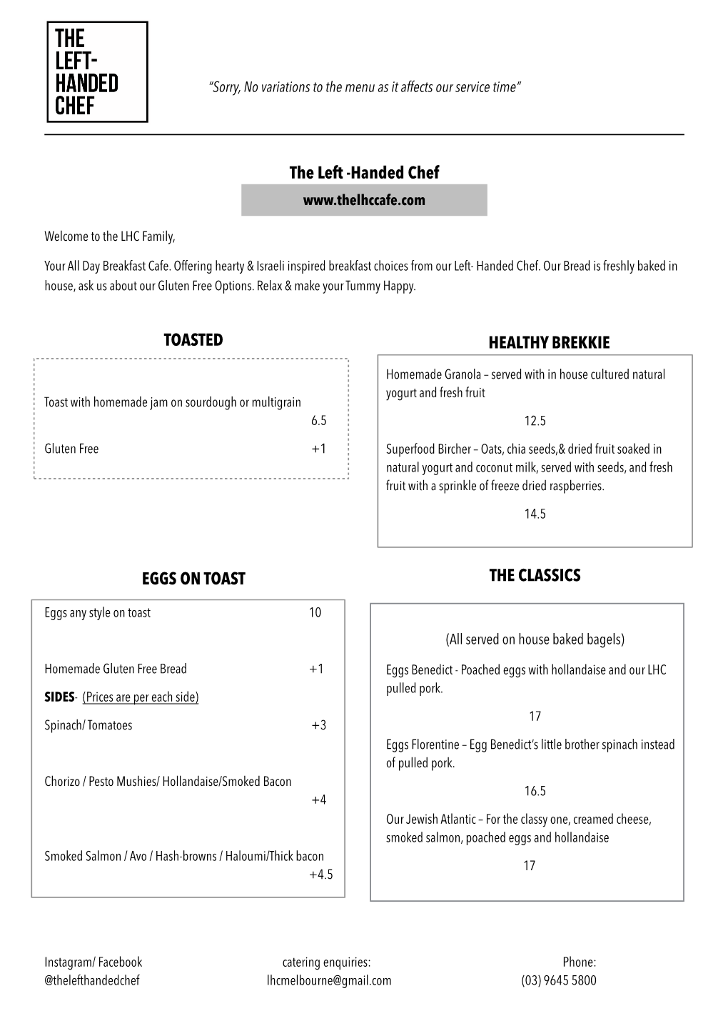 Lhc Menu 2018