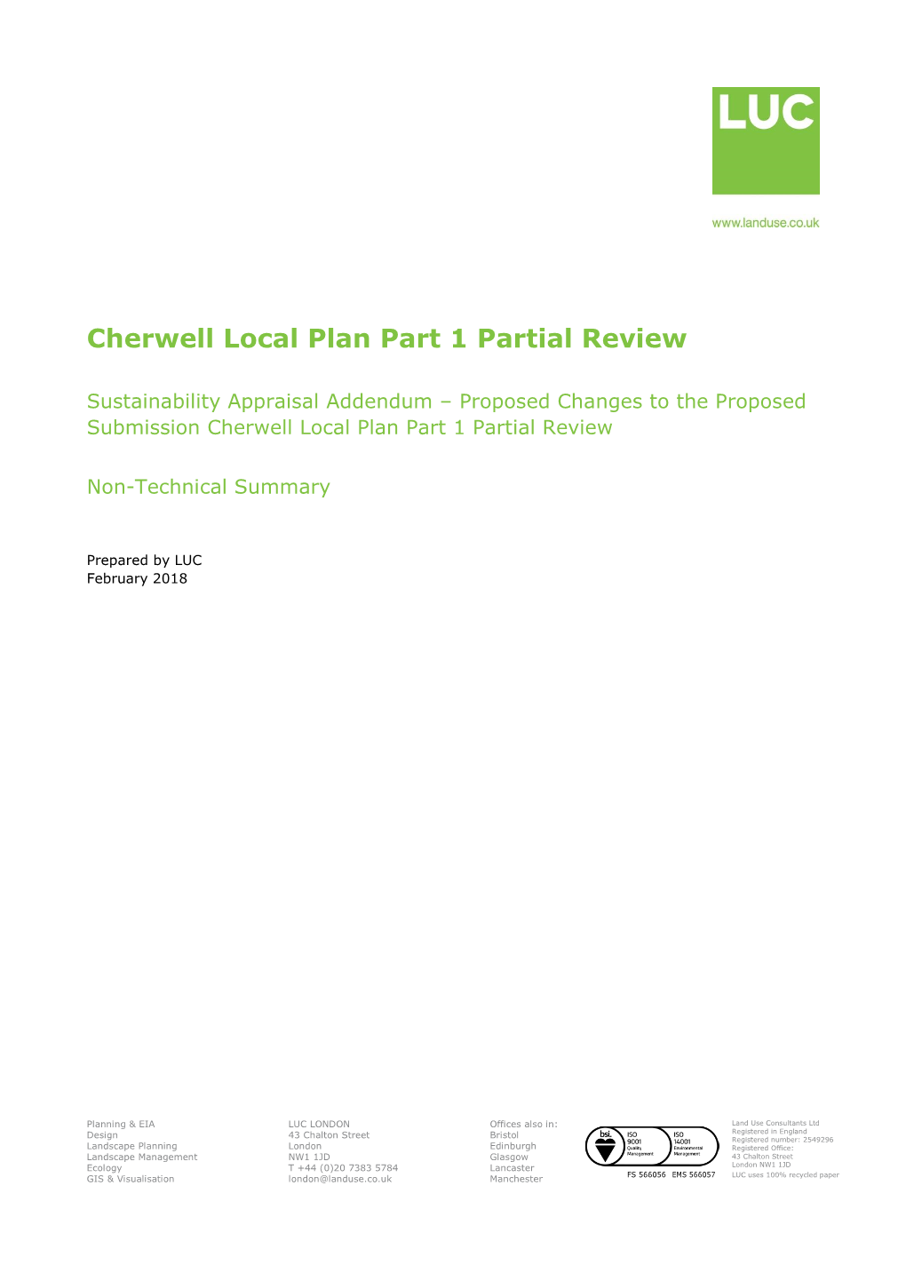 Cherwell Local Plan Part 1 Partial Review