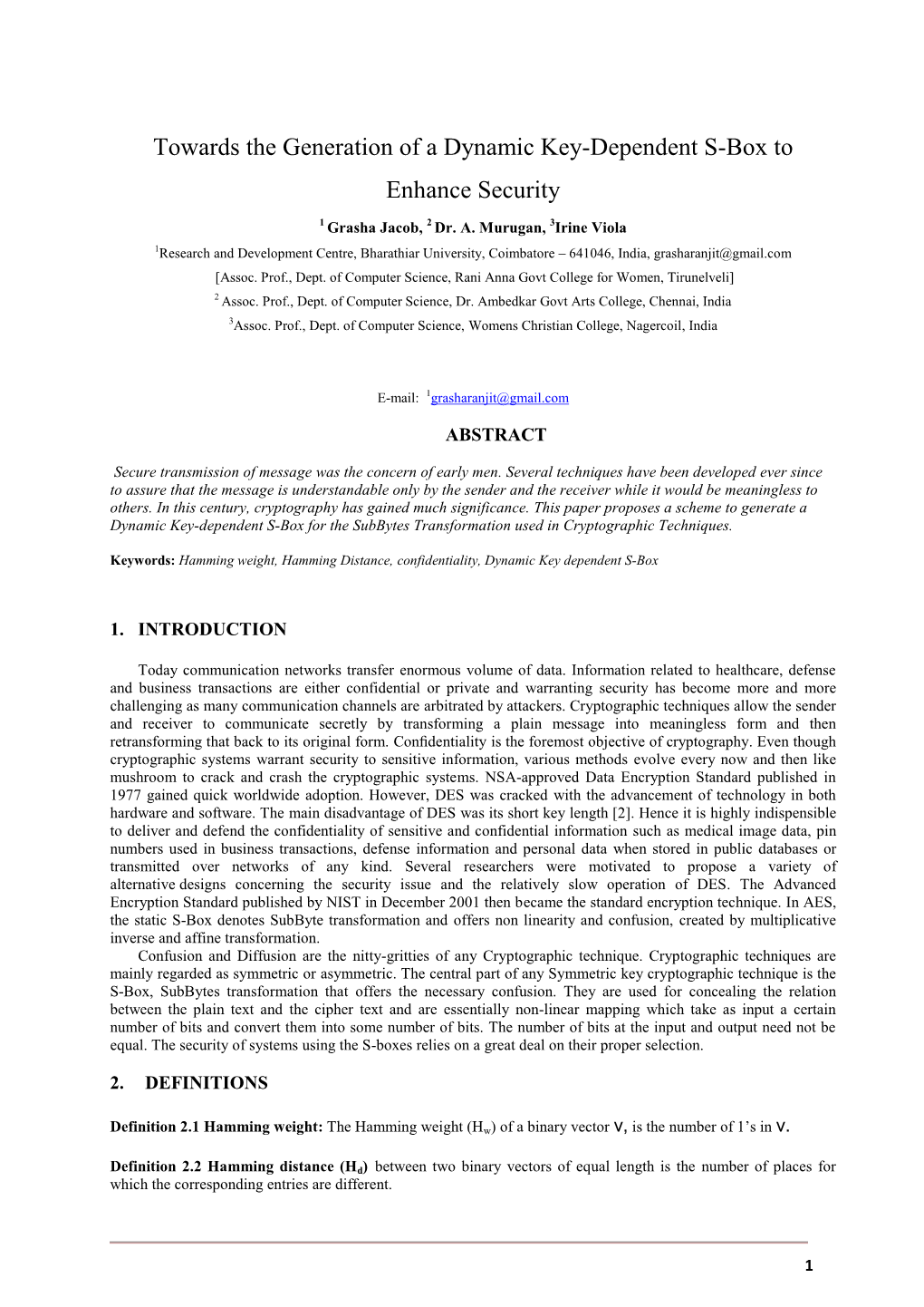 Towards the Generation of a Dynamic Key-Dependent S-Box to Enhance Security