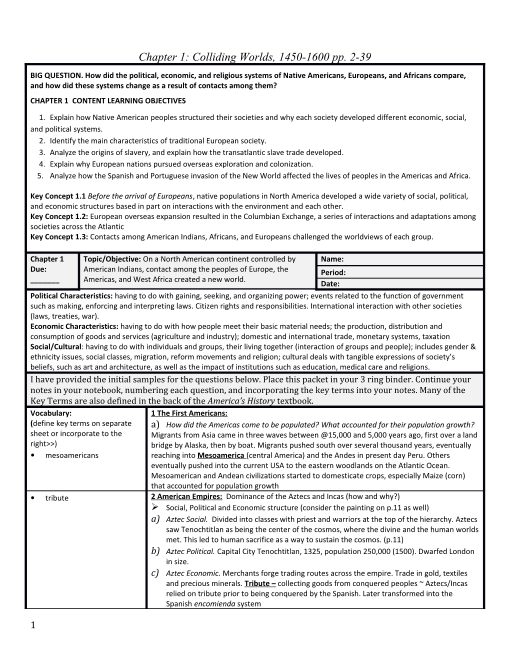 Chapter 1: Colliding Worlds, 1450-1600 Pp. 2-39