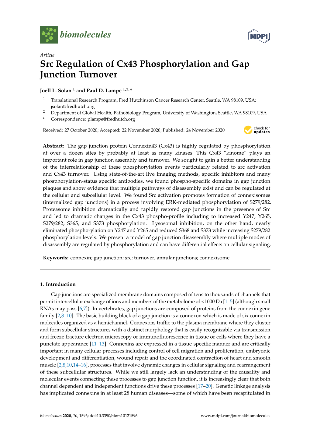 Src Regulation of Cx43 Phosphorylation and Gap Junction Turnover