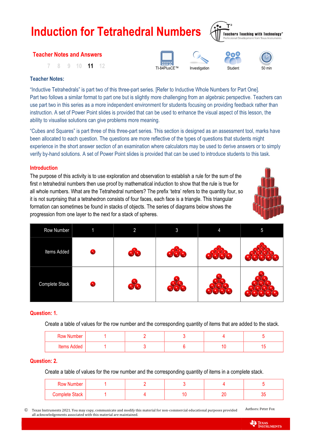 Induction for Tetrahedral Numbers