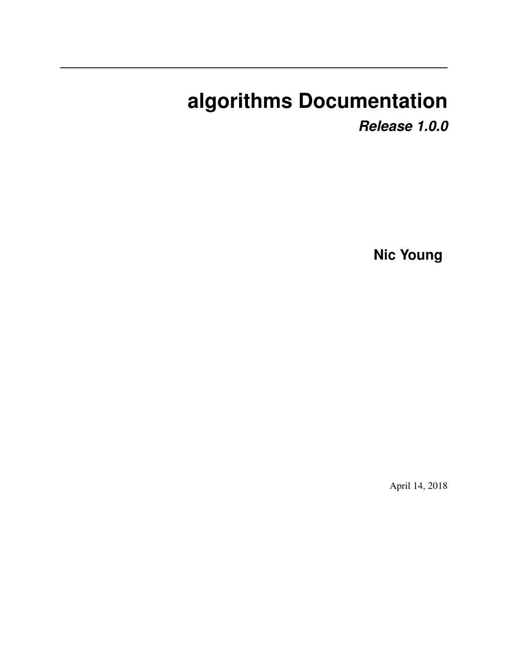 Algorithms Documentation Release 1.0.0