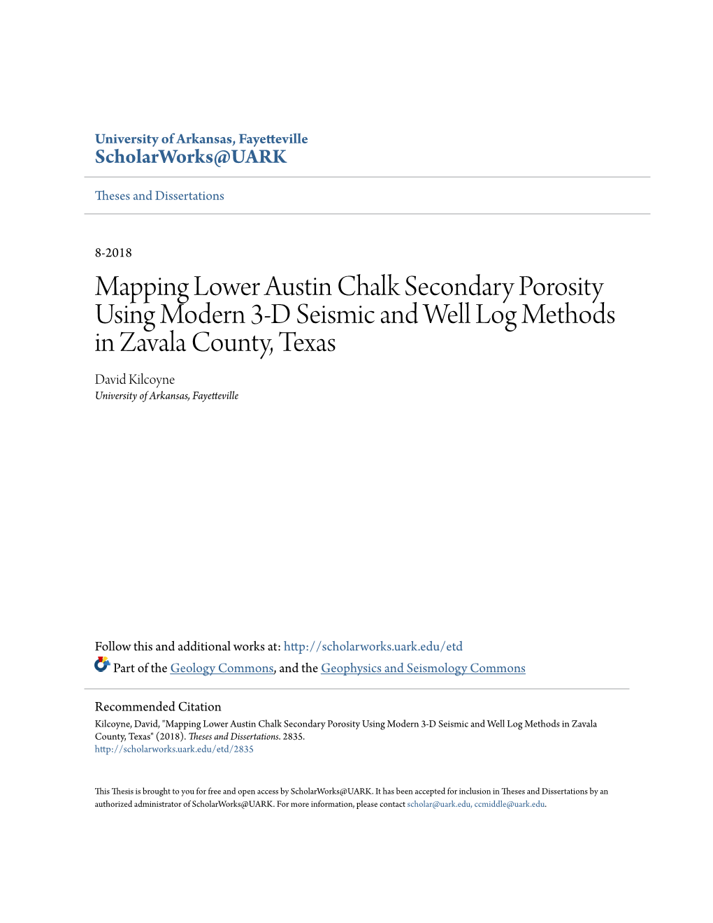 Mapping Lower Austin Chalk Secondary Porosity Using Modern