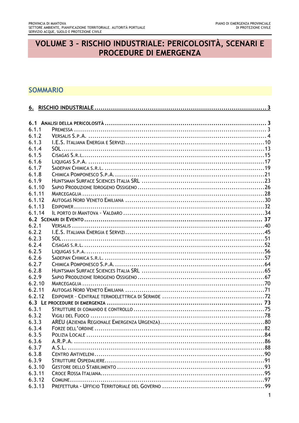 Volume 3 – Rischio Industriale: Pericolosità, Scenari E Procedure Di Emergenza