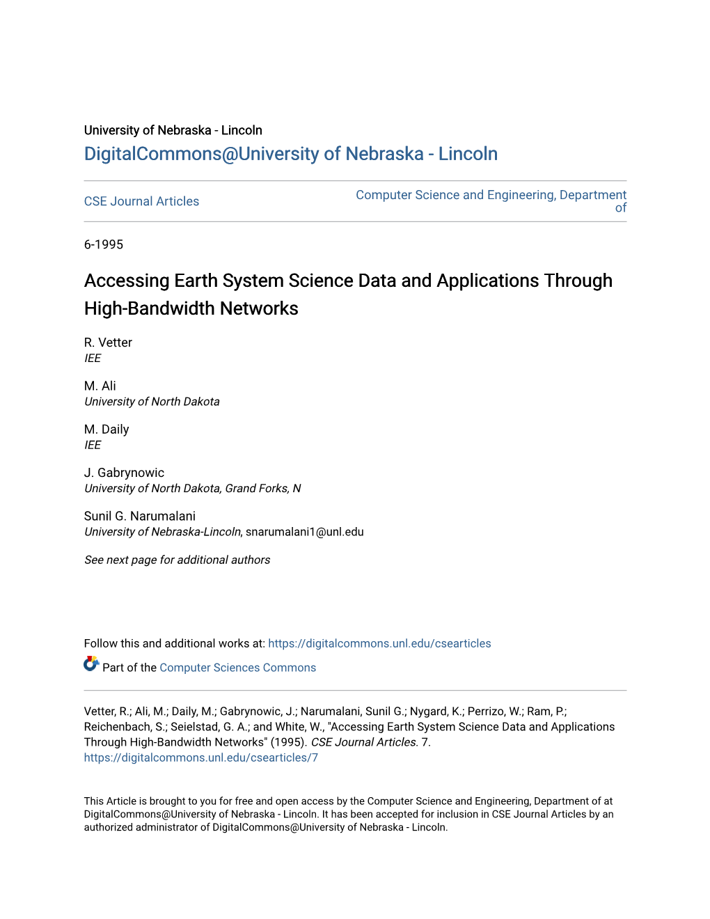 Accessing Earth System Science Data and Applications Through High-Bandwidth Networks