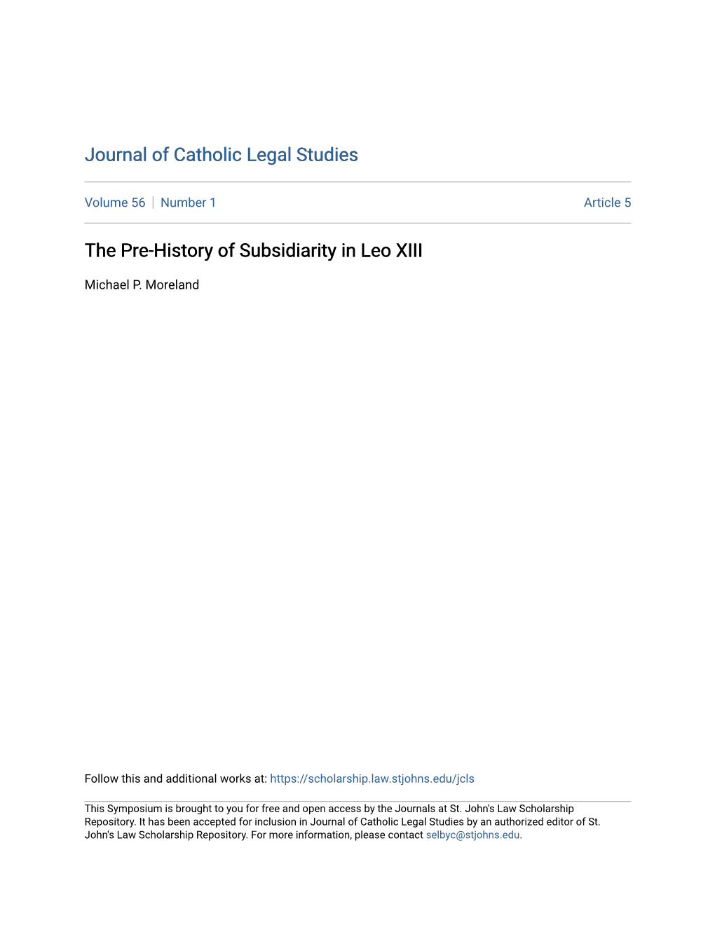 The Pre-History of Subsidiarity in Leo XIII