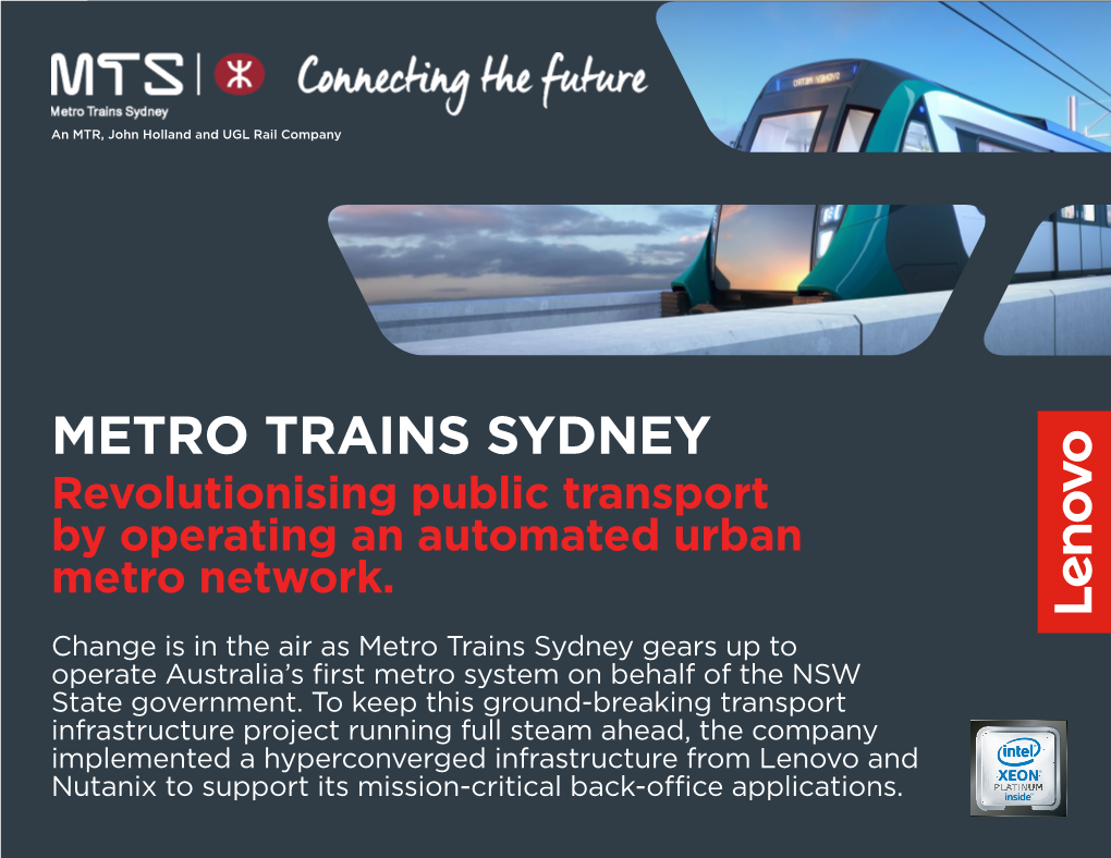 METRO TRAINS SYDNEY Revolutionising Public Transport by Operating an Automated Urban Metro Network
