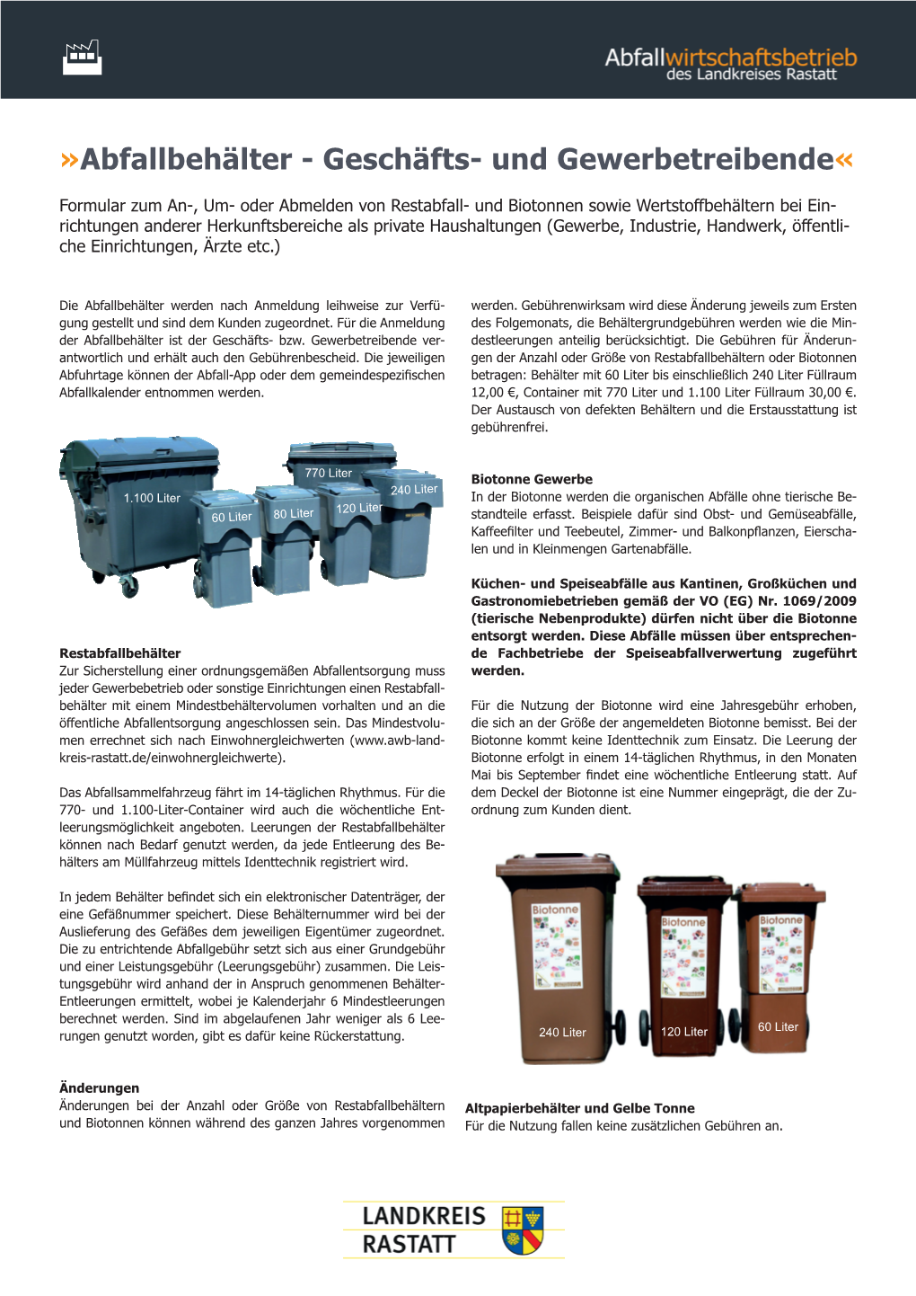 Abfallbehälter - Geschäfts- Und Gewerbetreibende«
