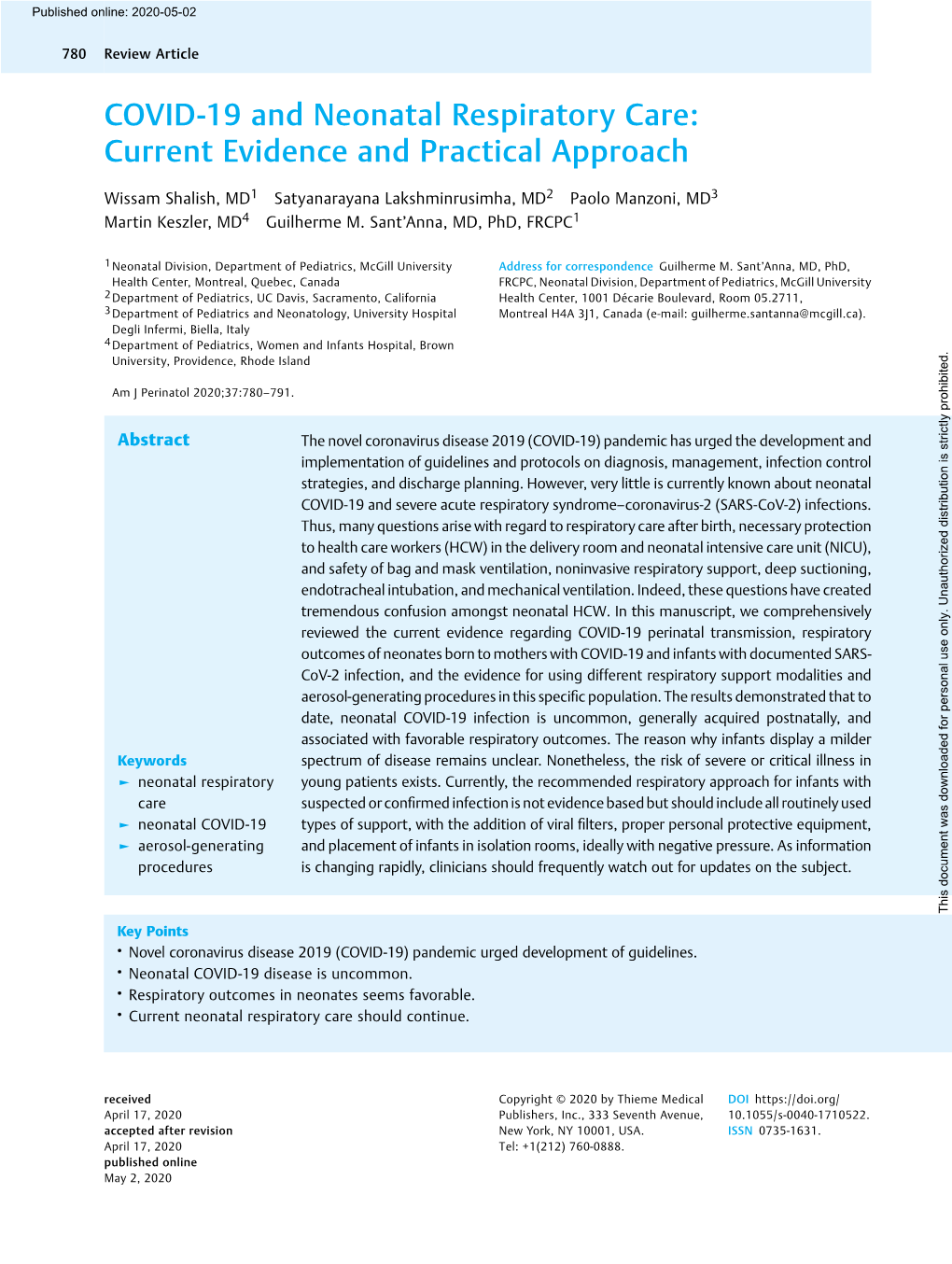 COVID-19 and Neonatal Respiratory Care: Current Evidence and Practical Approach