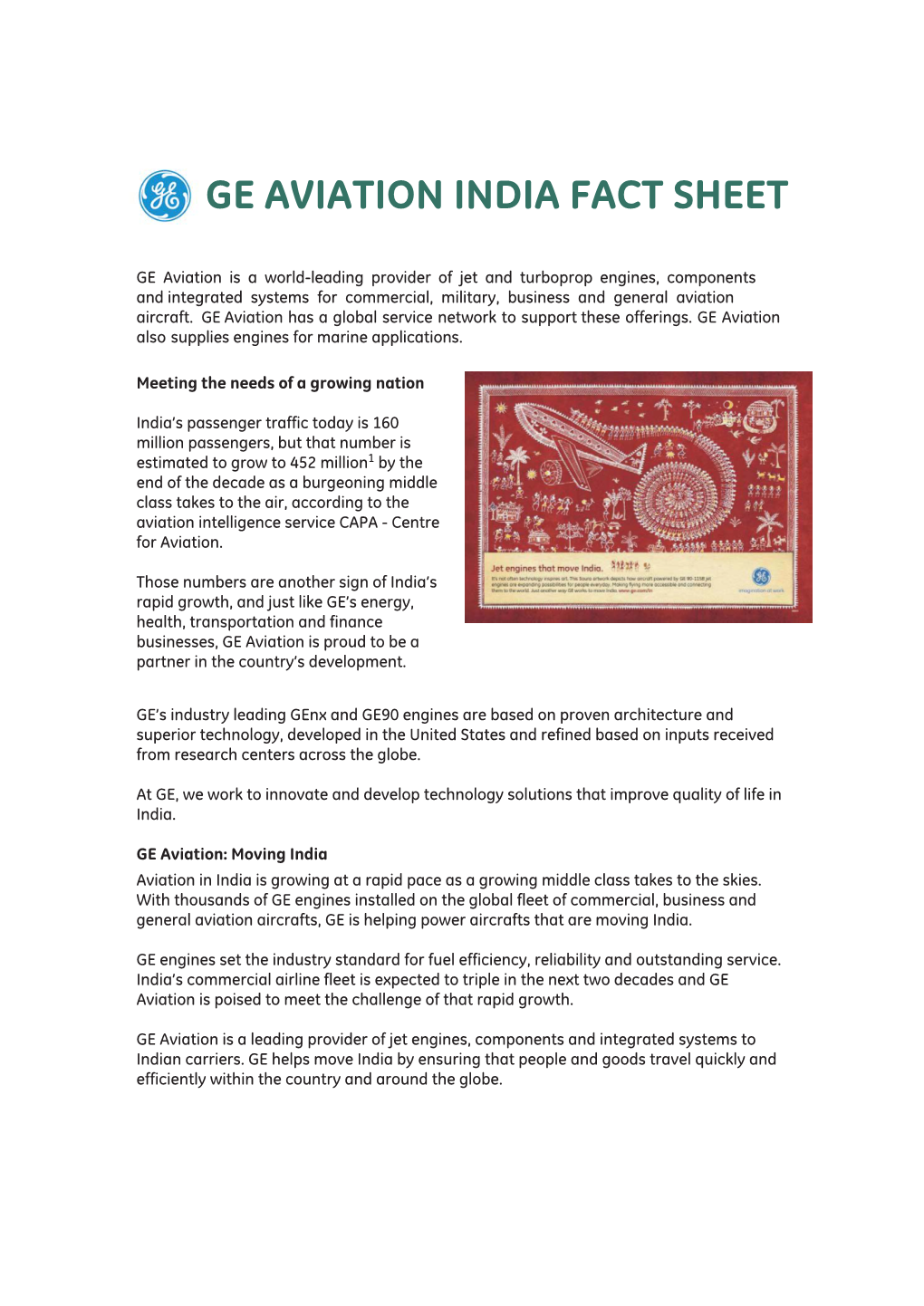 Ge Aviation India Fact Sheet