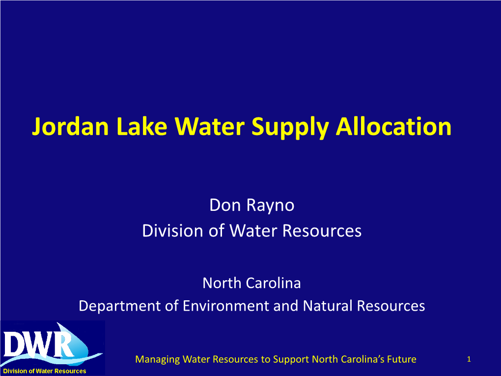 Jordan Lake Water Supply Allocation