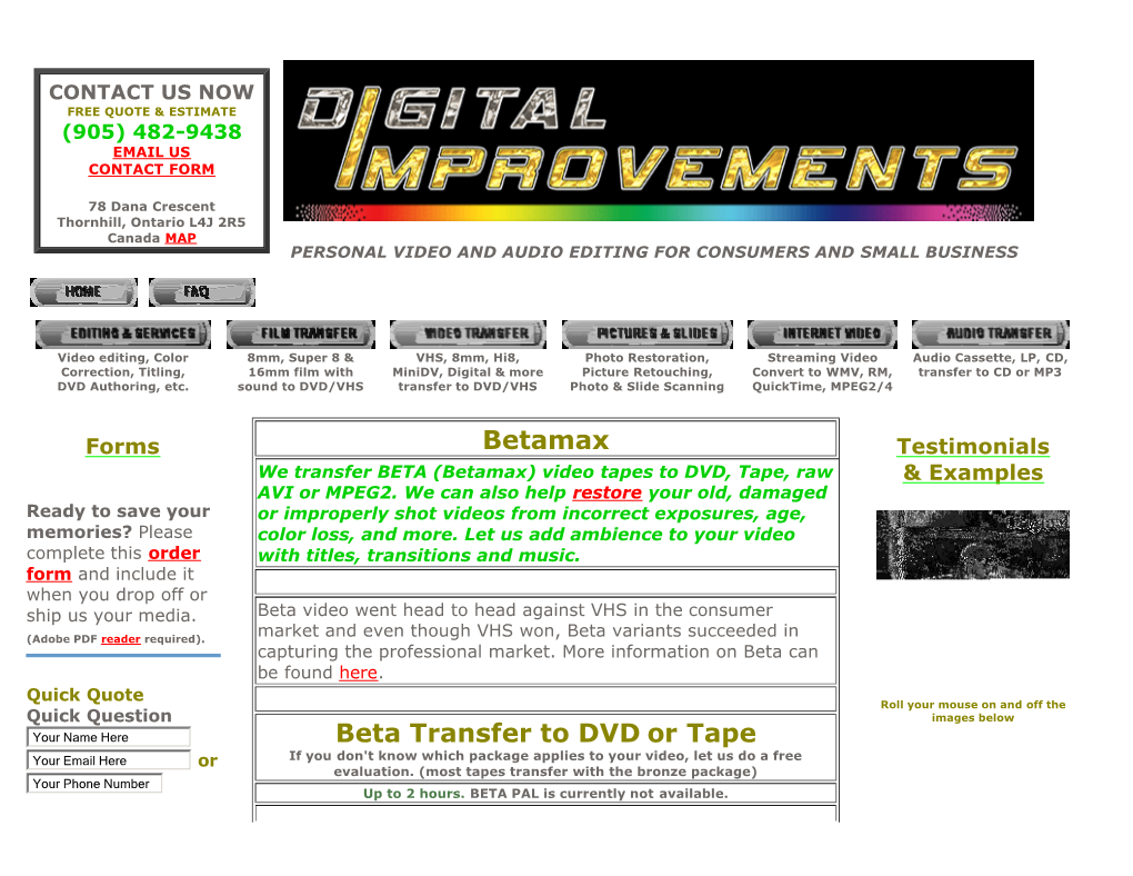 Betamax Beta Transfer to DVD Or Tape