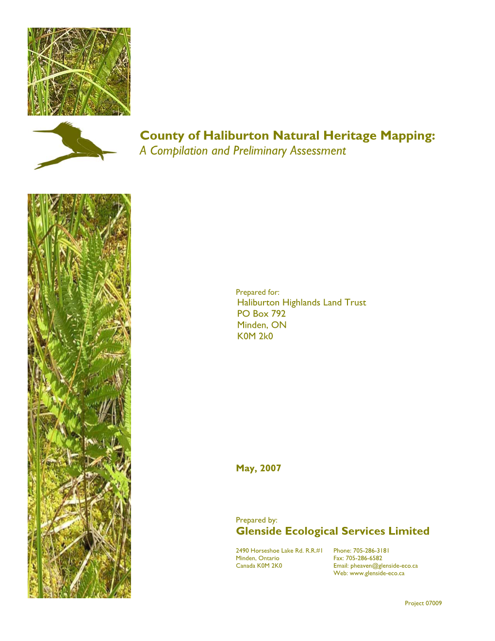 County of Haliburton Natural Heritage Mapping: a Compilation and Preliminary Assessment