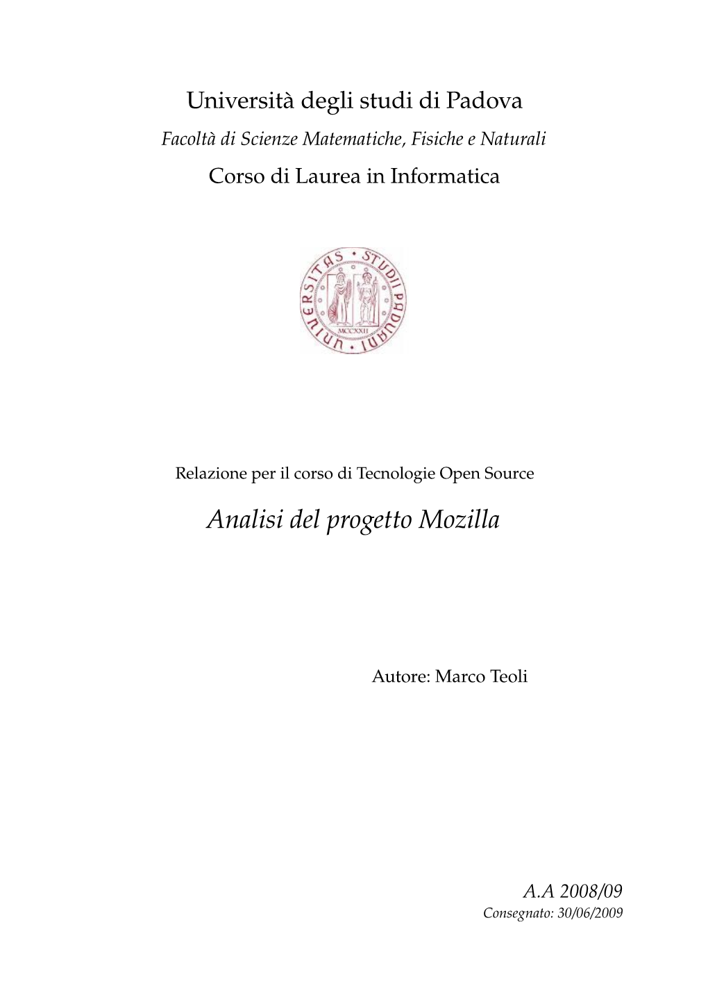 Analisi Del Progetto Mozilla