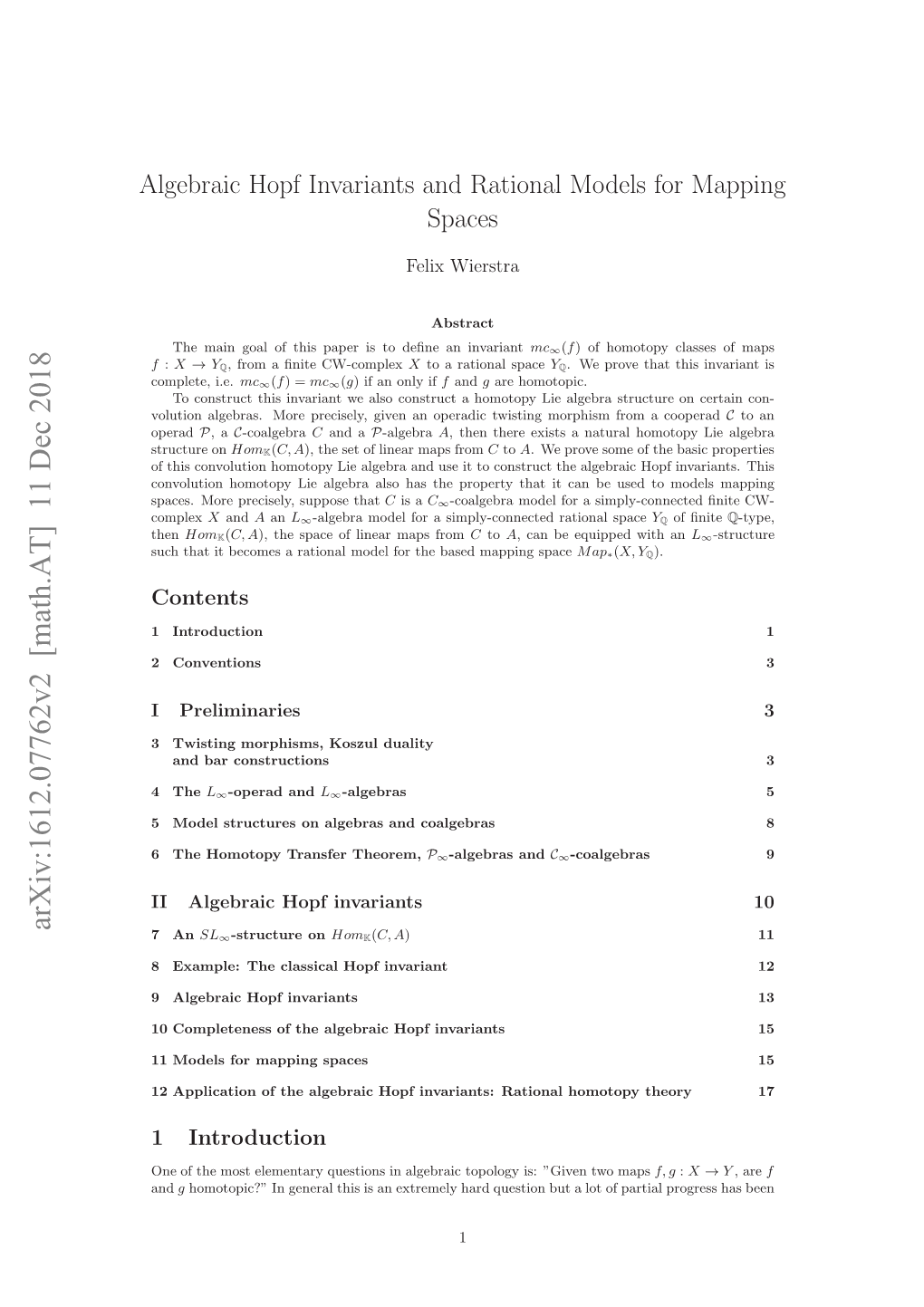 Algebraic Hopf Invariants and Rational Models for Mapping Spaces