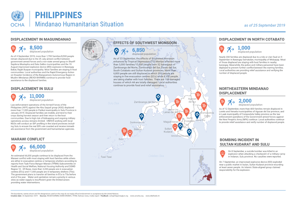 PHILIPPINES Mindanao Humanitarian Situation As of 25 September 2019