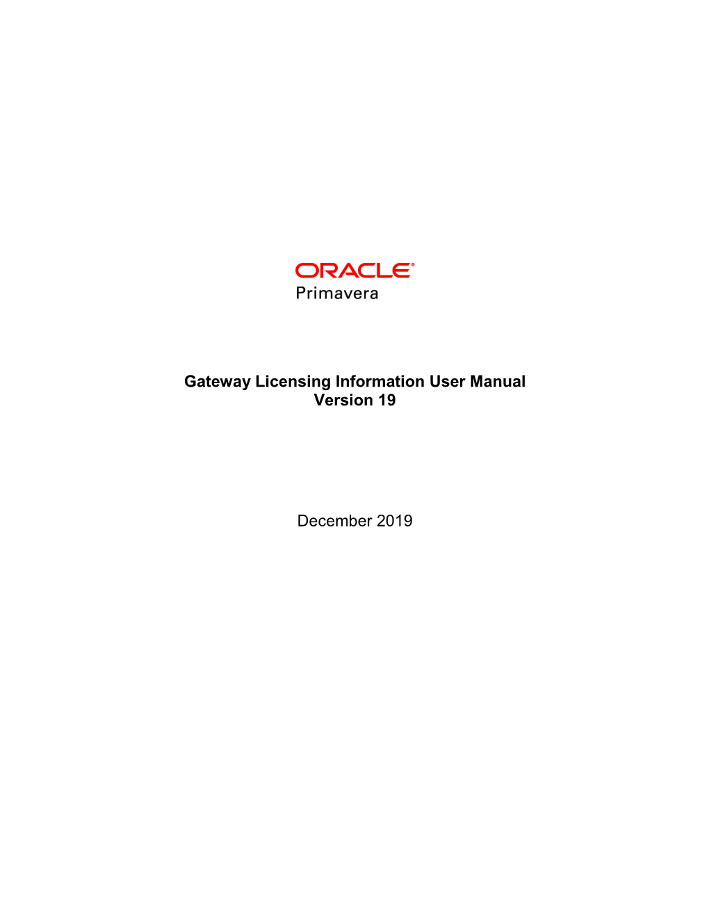 Gateway Licensing Information User Manual Version 19