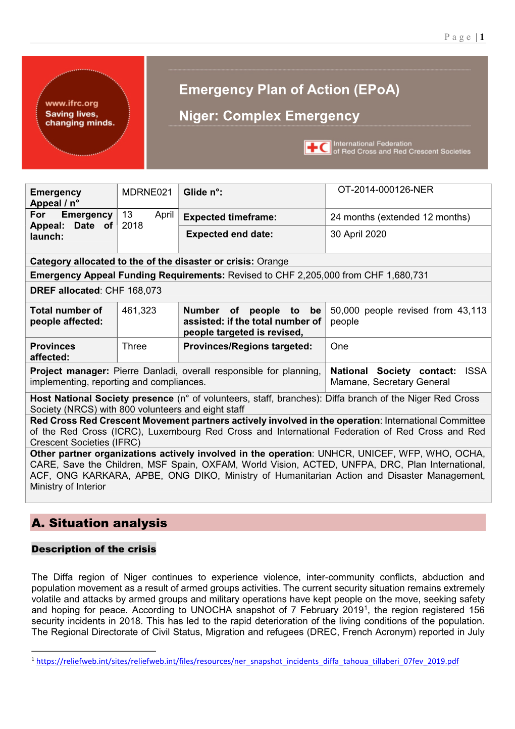 Emergency Plan of Action (Epoa) Niger: Complex Emergency