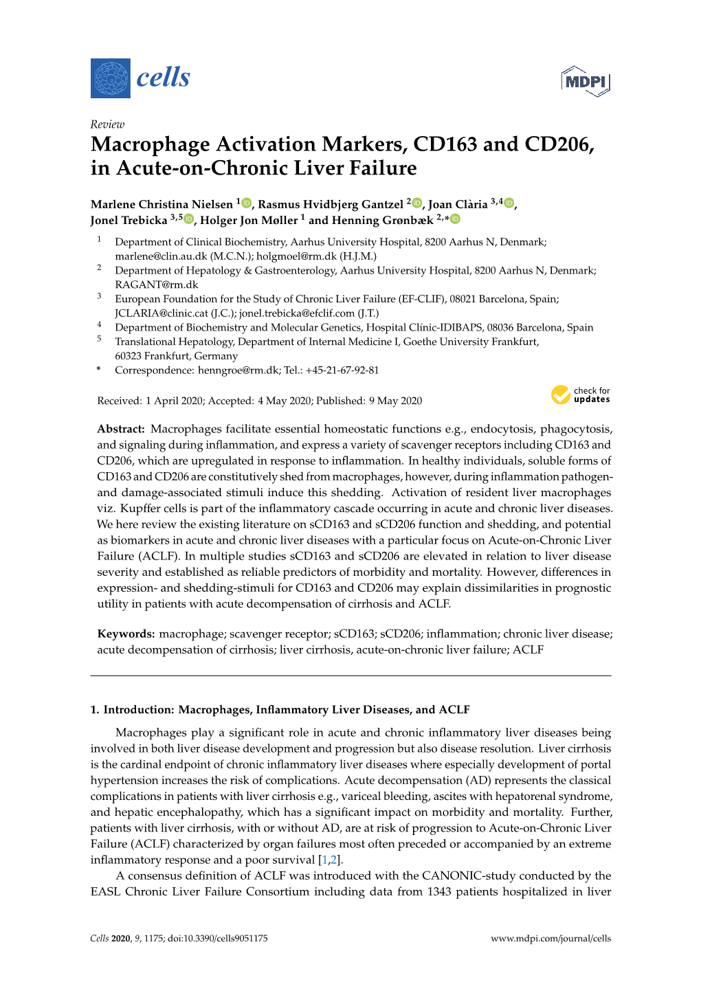 Macrophage Activation Markers, CD163 and CD206, in Acute-On-Chronic Liver Failure