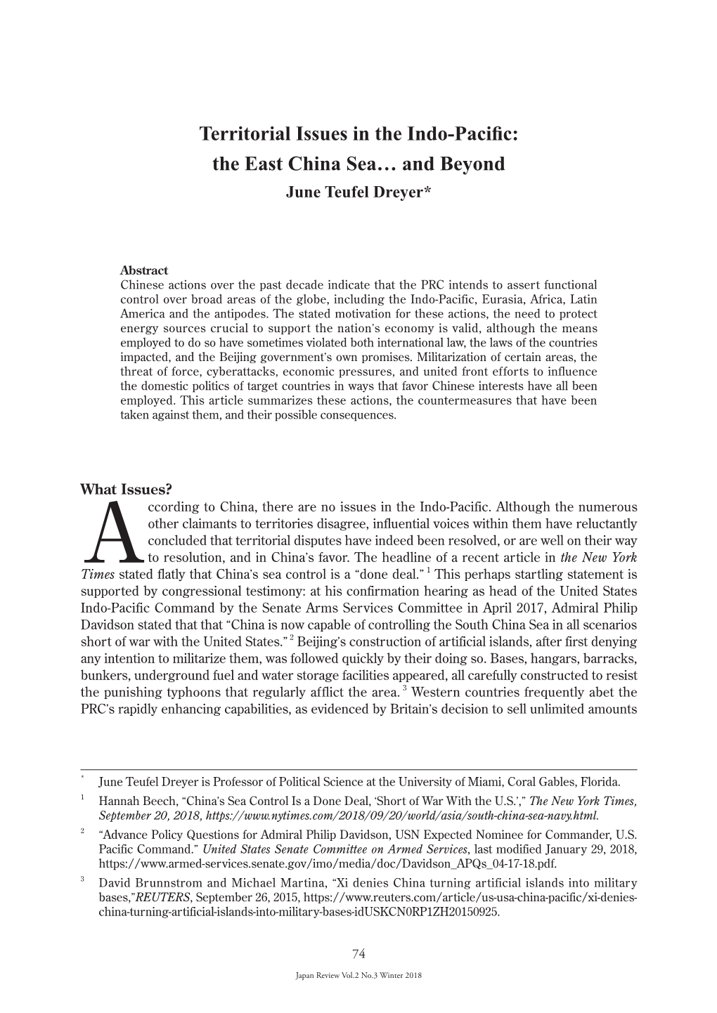 Territorial Issues in the Indo-Pacific: the East China Sea… and Beyond