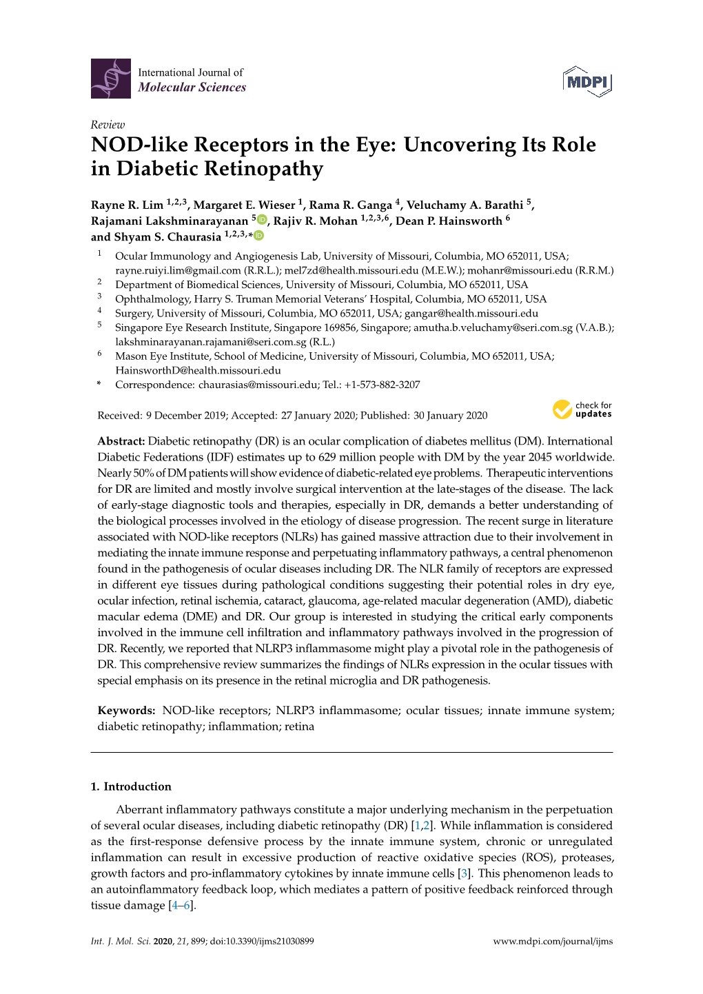 NOD-Like Receptors in the Eye: Uncovering Its Role in Diabetic Retinopathy