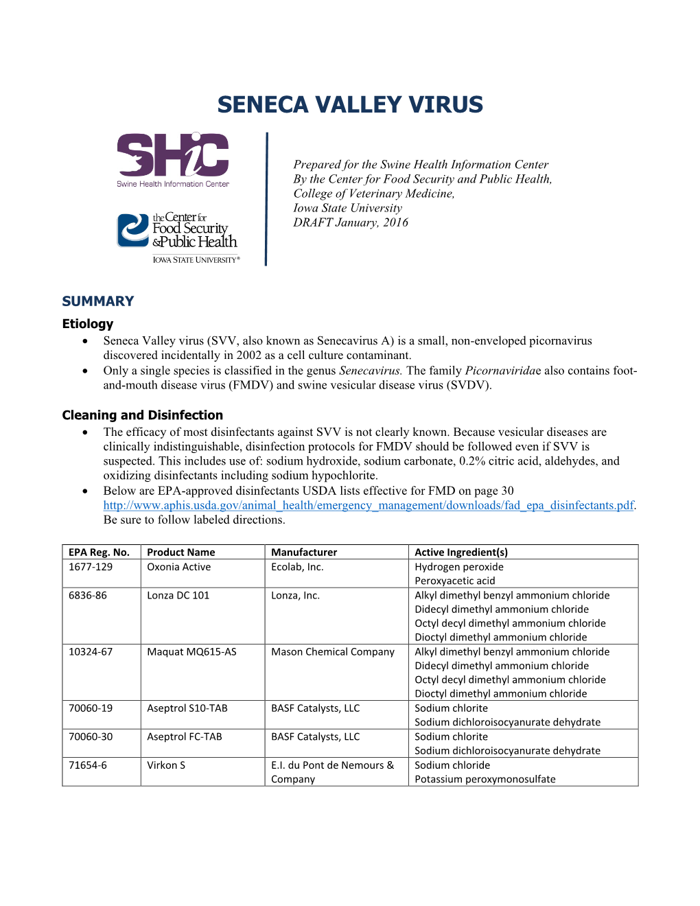 Seneca Valley Virus